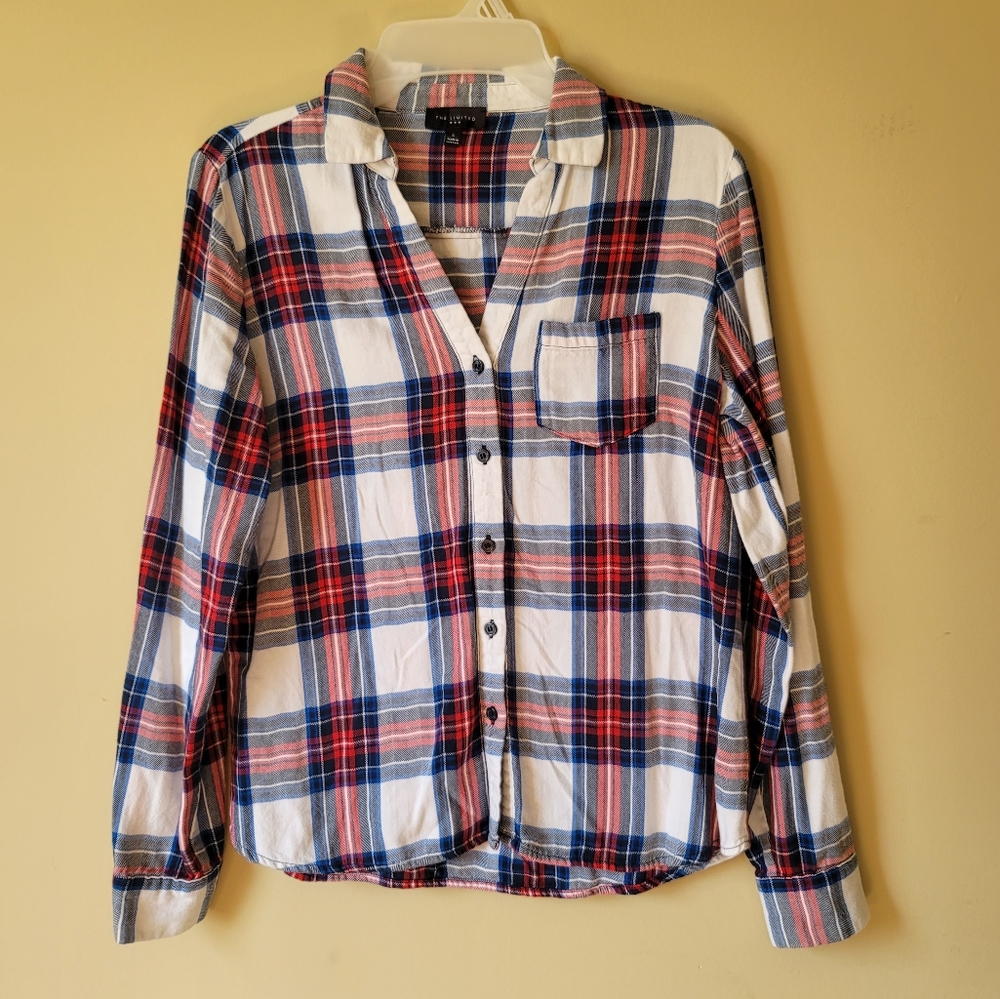 The Limited Red and Blue Plaid Casual Shirt Womens Size Small
